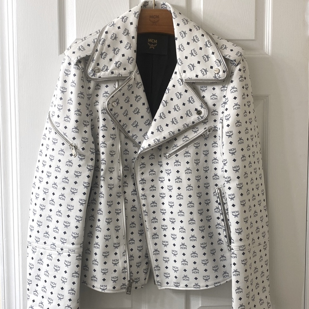 Men's MCM Visetos Print Leather Rider Jacket L